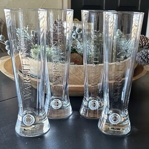 Vintage Warsteiner Pilsner  Beer Glasses Set of 4 0,41 Liter Germany Not Fluted